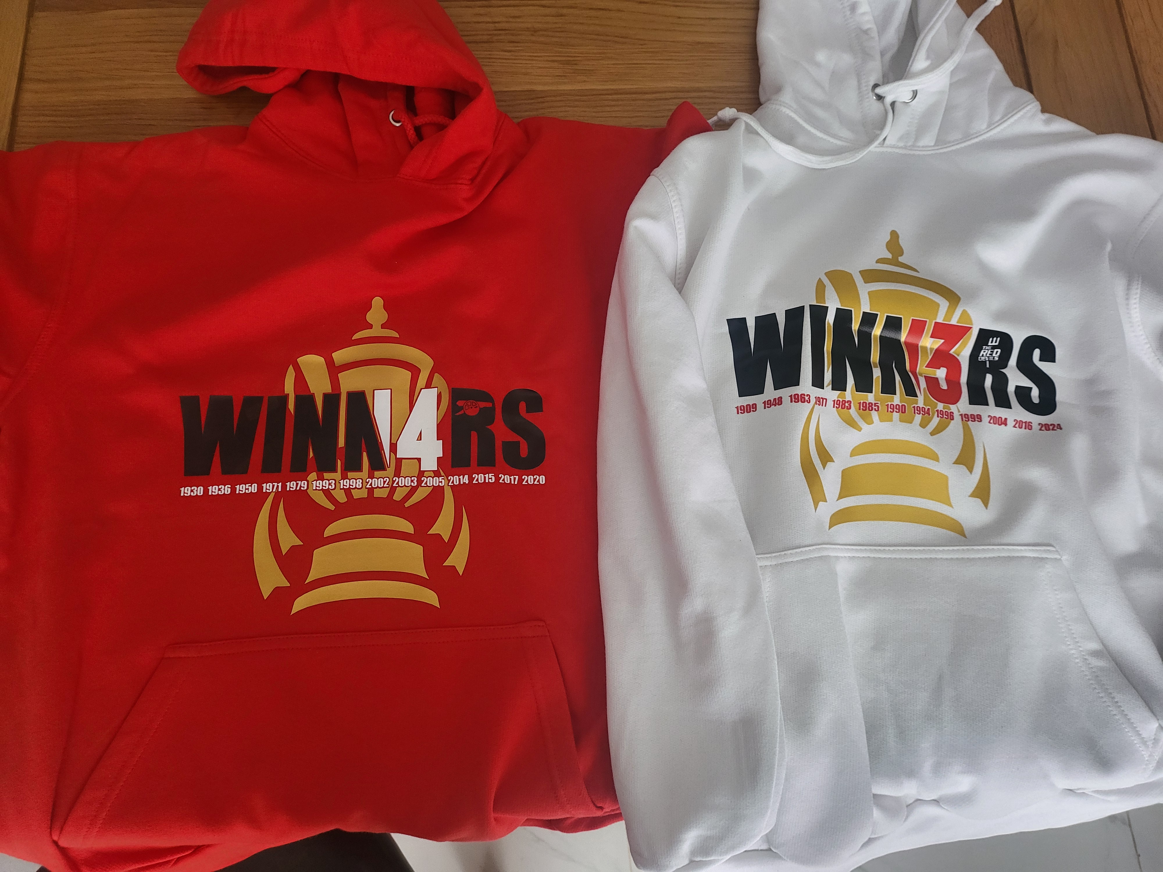 Arsenal & Man United FA cups - hoodies